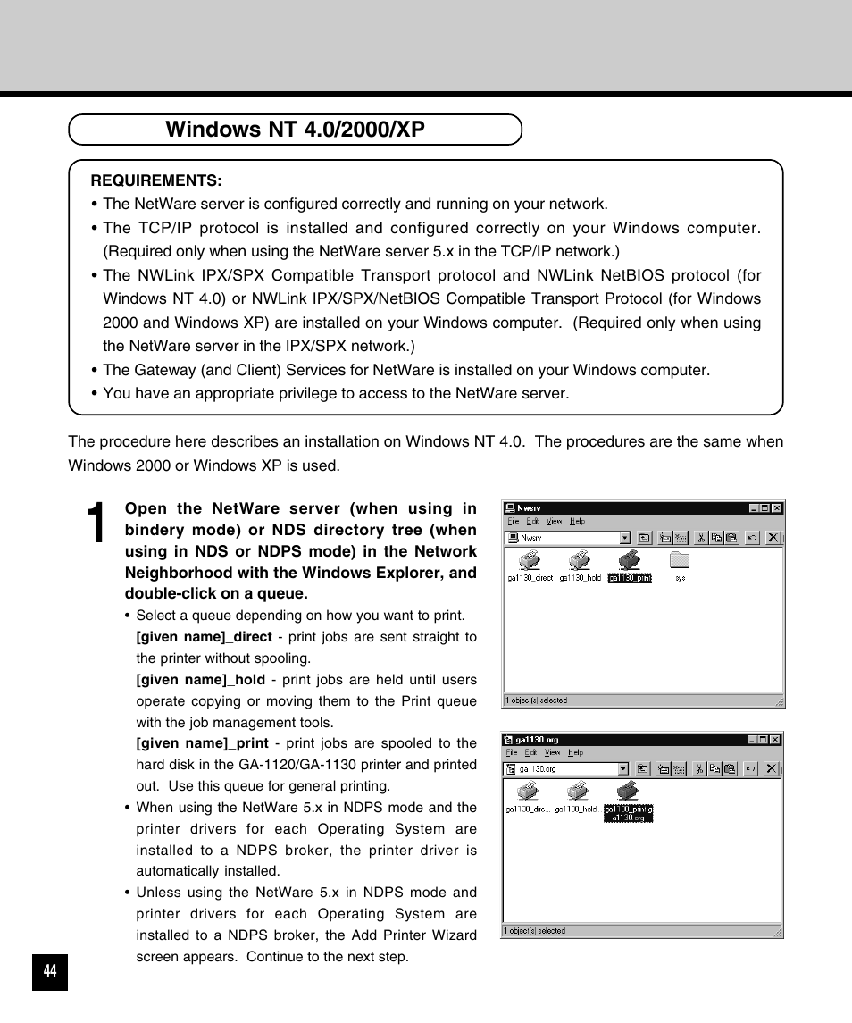 Windows nt 4.0/2000/xp | Toshiba GA-1120 User Manual | Page 46 / 65