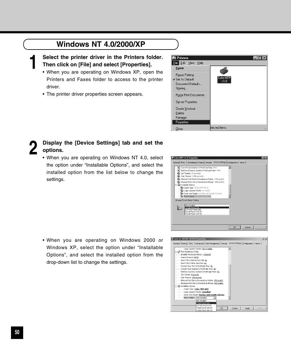 Windows nt 4.0/2000/xp | Toshiba GA-1120 User Manual | Page 52 / 65