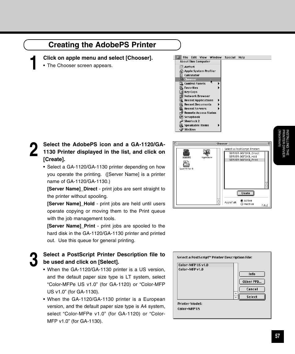 Creating the adobeps printer | Toshiba GA-1120 User Manual | Page 59 / 65