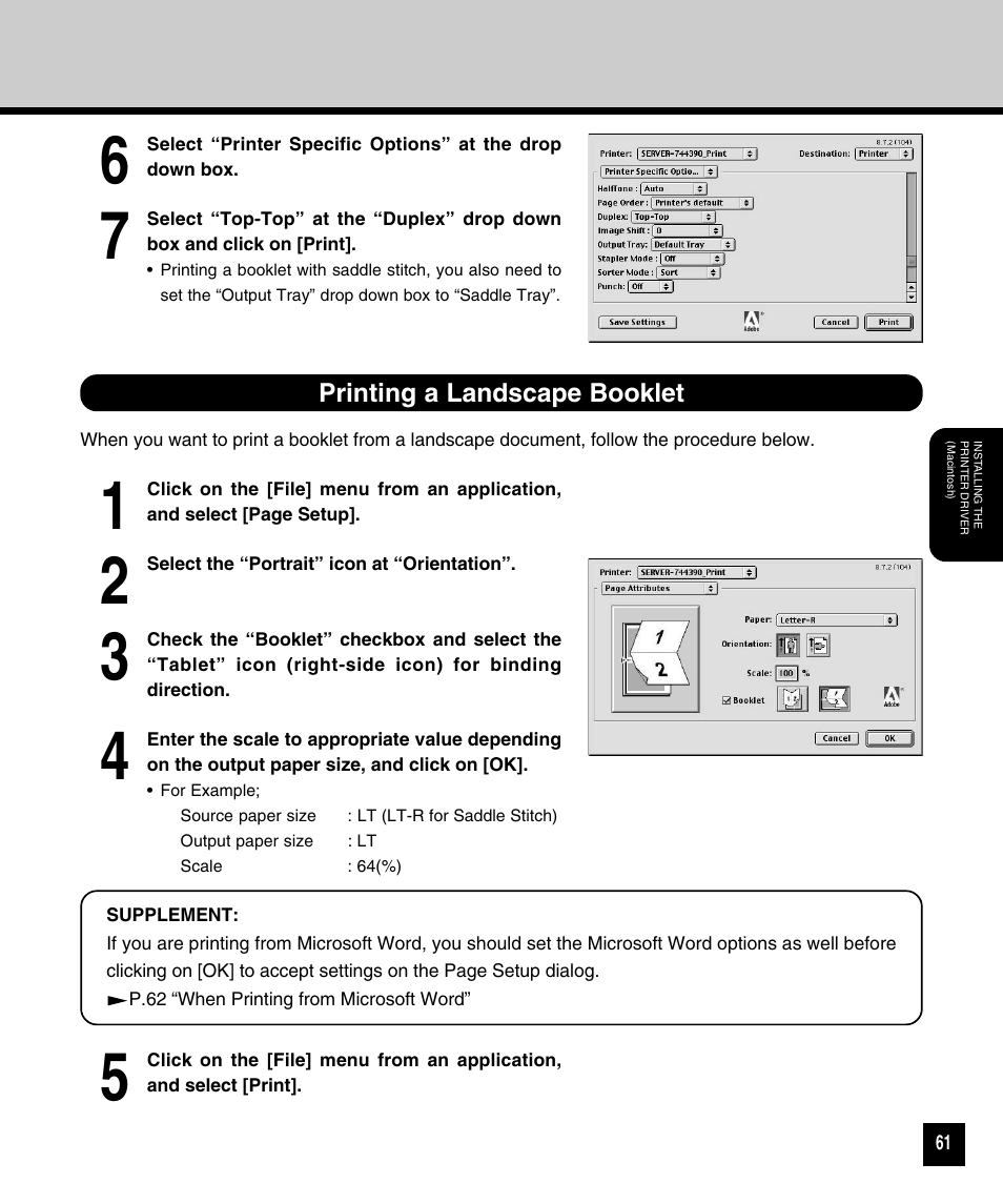 Printing a landscape booklet | Toshiba GA-1120 User Manual | Page 63 / 65
