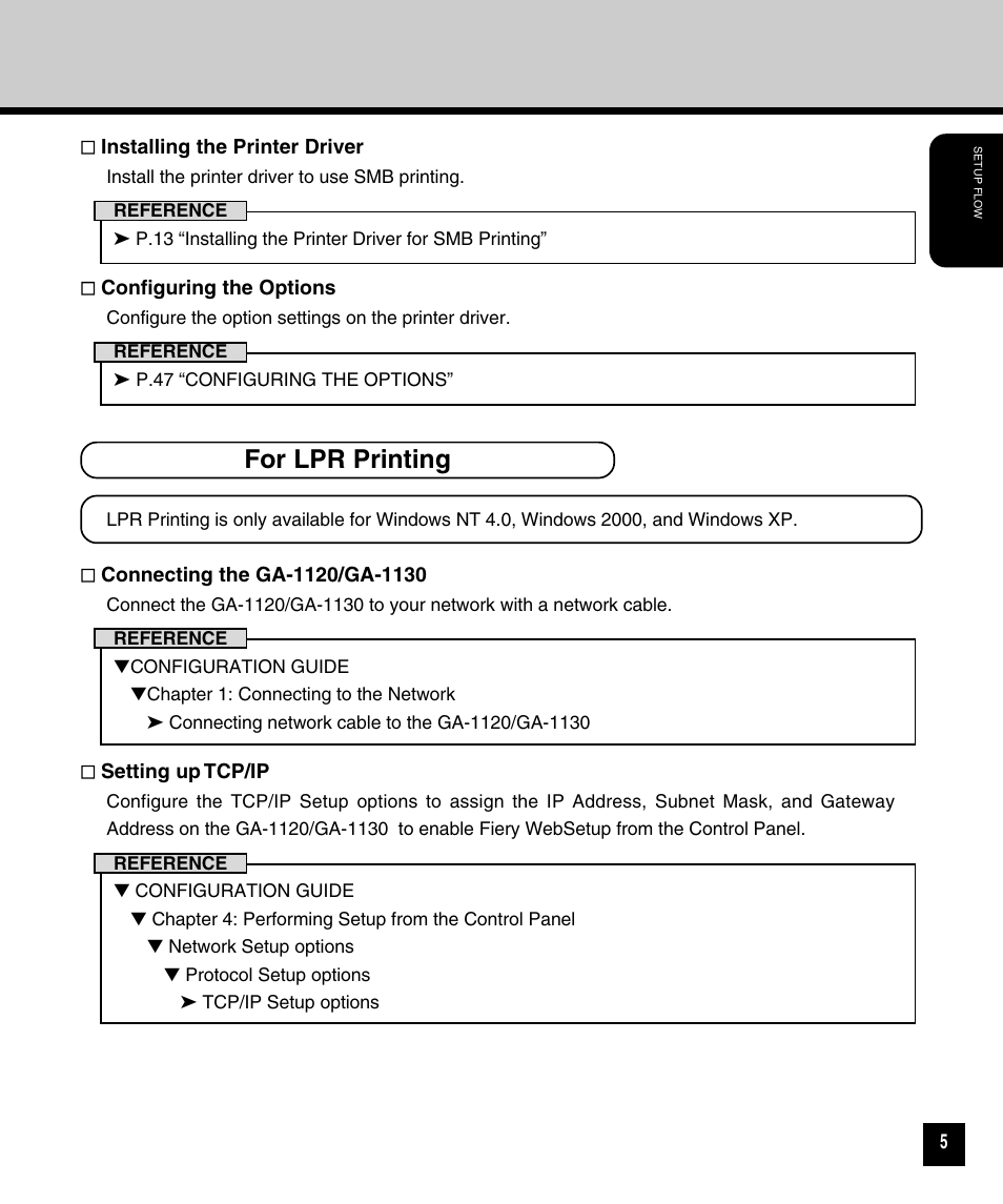 For lpr printing | Toshiba GA-1120 User Manual | Page 7 / 65