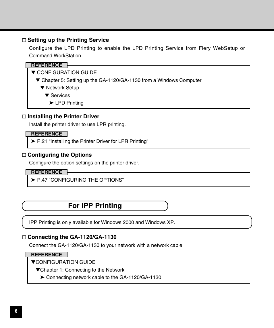 For ipp printing | Toshiba GA-1120 User Manual | Page 8 / 65