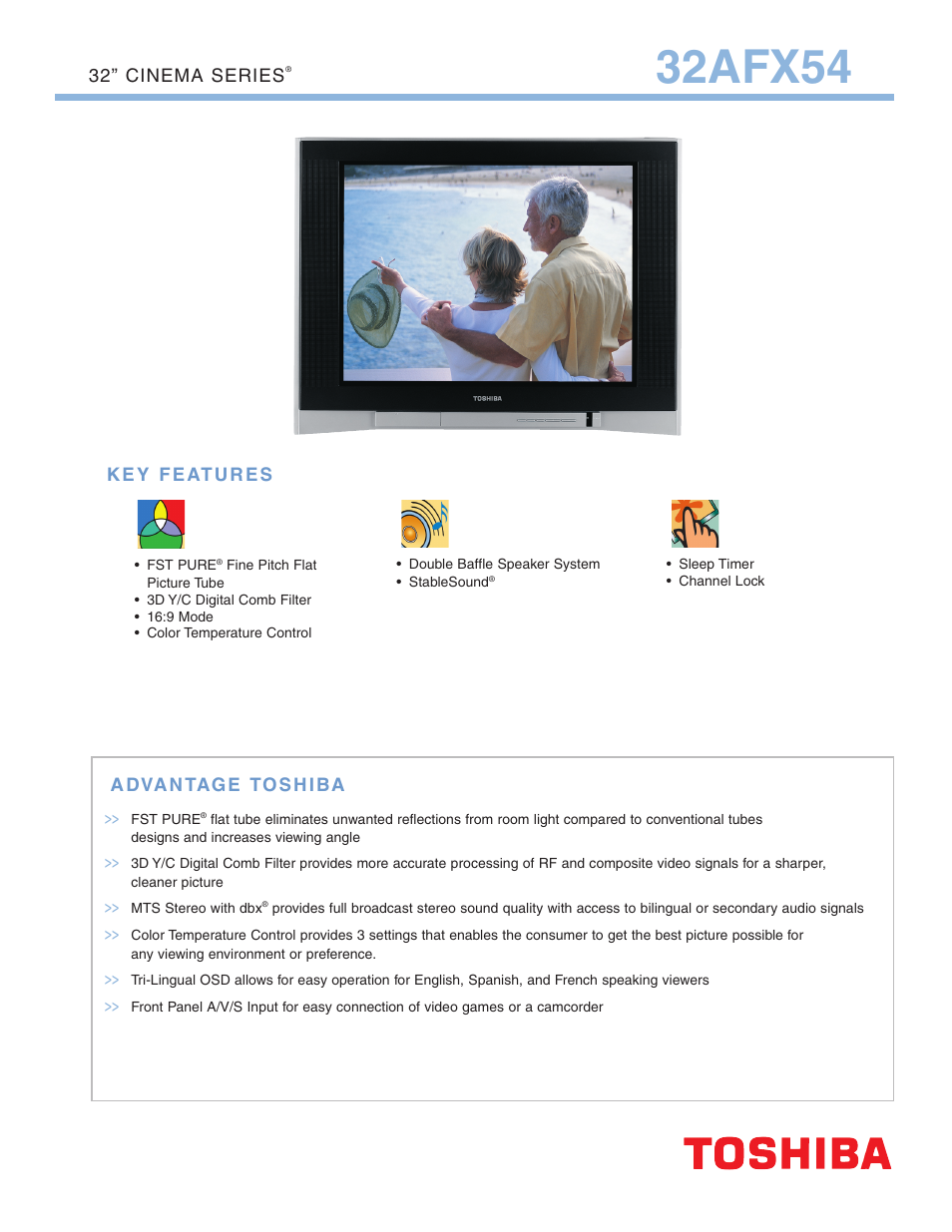Toshiba 32AFX54 User Manual | 2 pages