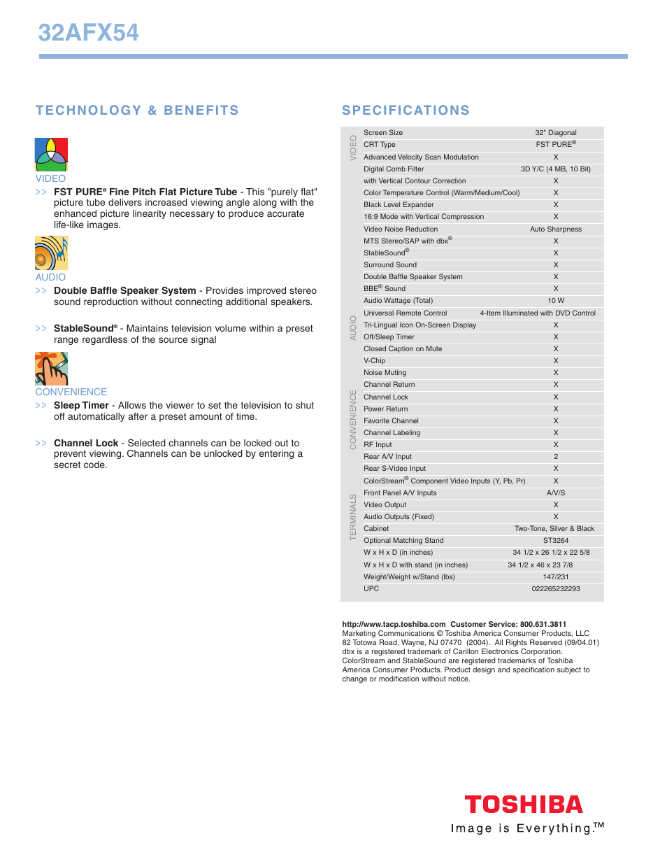 32afx54 | Toshiba 32AFX54 User Manual | Page 2 / 2
