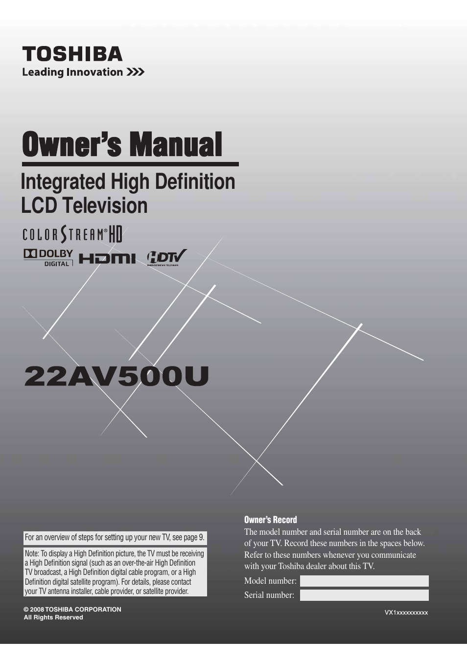 Toshiba 22AV500U User Manual | 60 pages