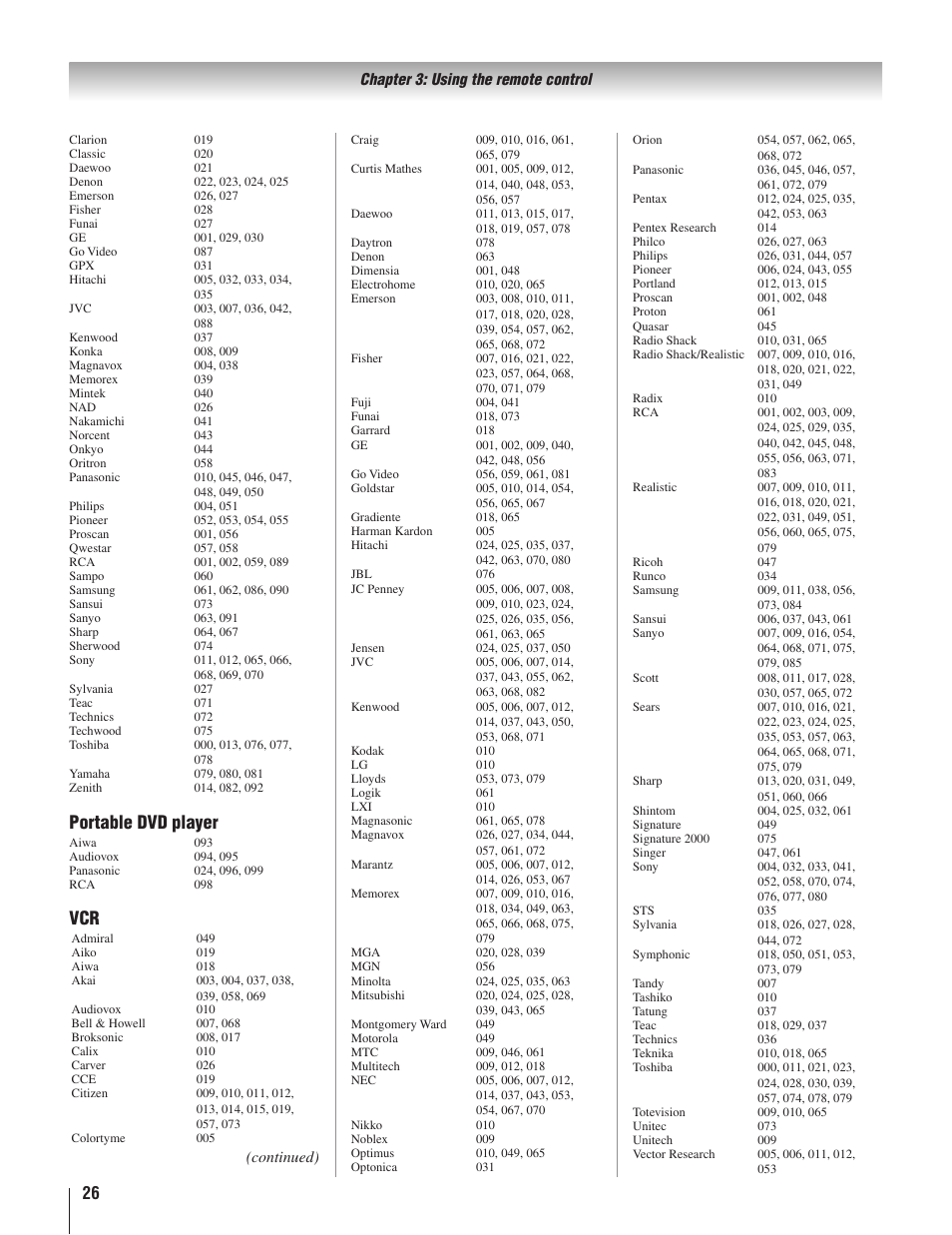 Portable dvd player | Toshiba 22AV500U User Manual | Page 26 / 60