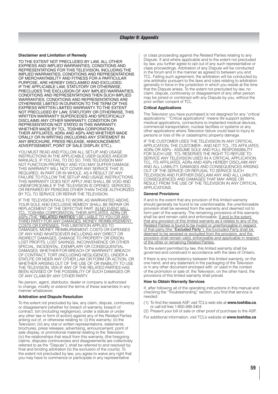 Toshiba 22AV500U User Manual | Page 59 / 60