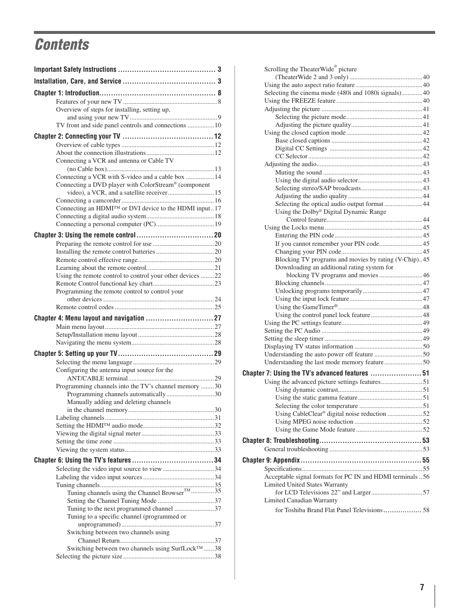 Toshiba 22AV500U User Manual | Page 7 / 60