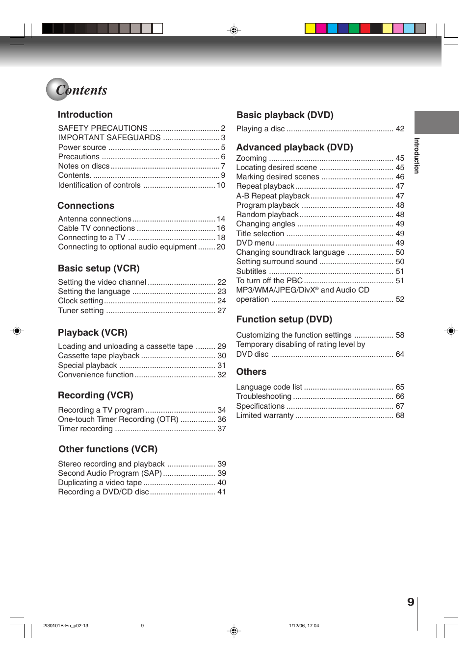 Toshiba DVD Video Player SD-V394SU User Manual | Page 9 / 72