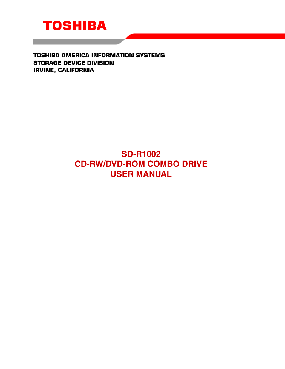 Toshiba SD-R1002 User Manual | 16 pages