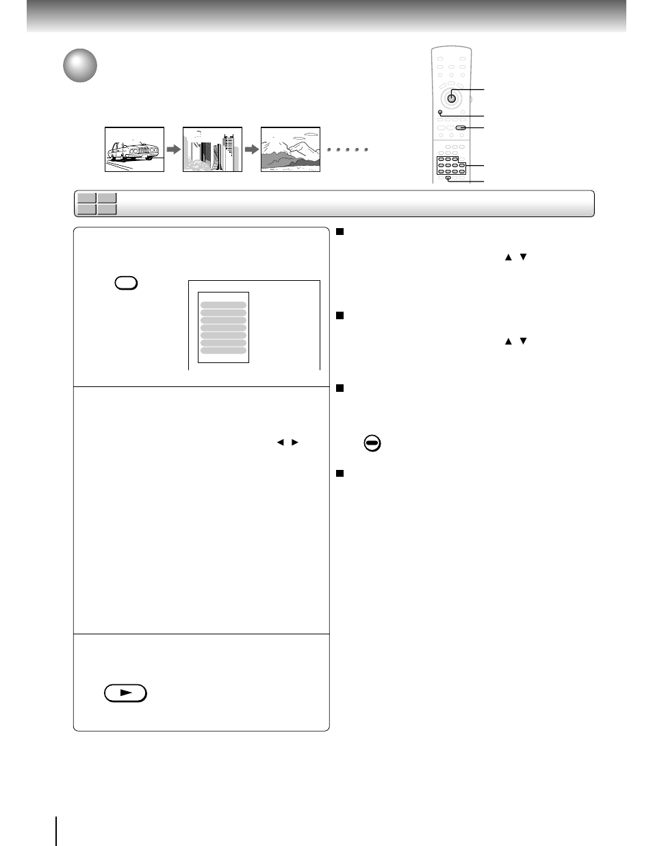 Playing in favorite order, Playing in a favorite order | Toshiba SD-9200 User Manual | Page 34 / 70