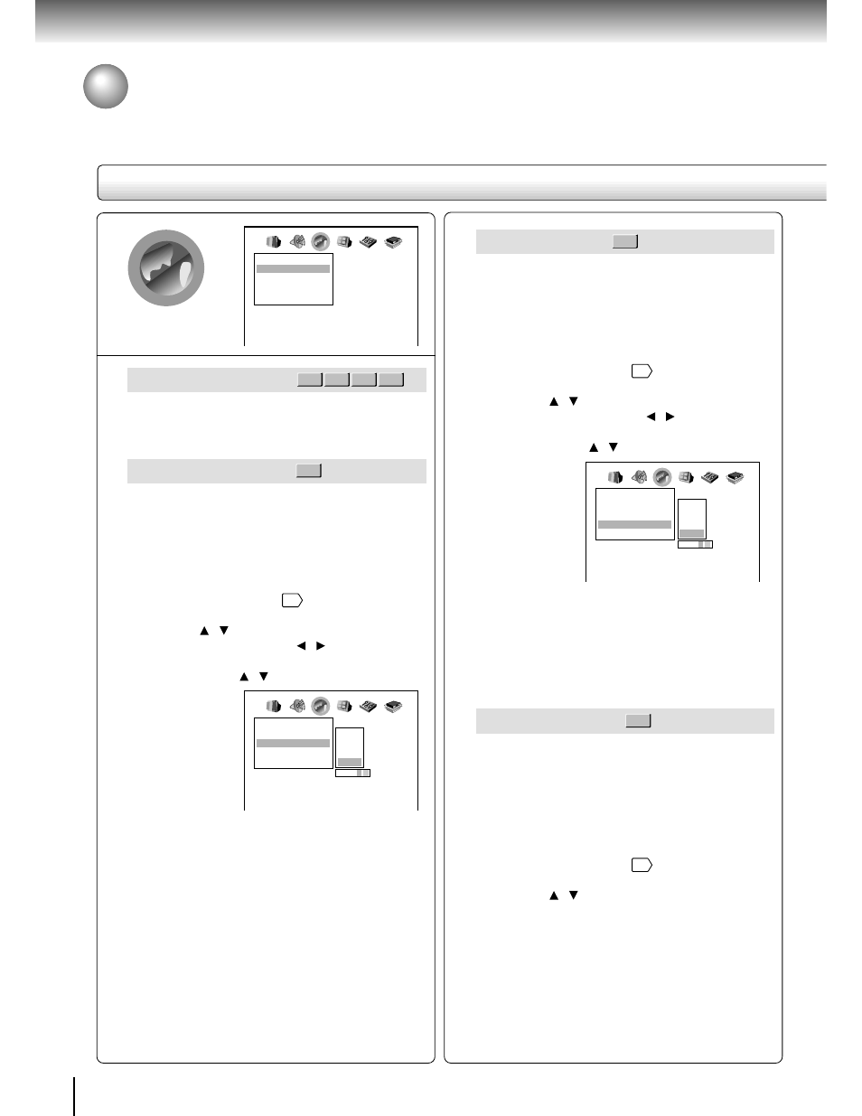Customizing the function settings (continued), Setting details, Audio language | Subtitle language, On-screen language, Disc menu language | Toshiba SD-9200 User Manual | Page 57 / 70