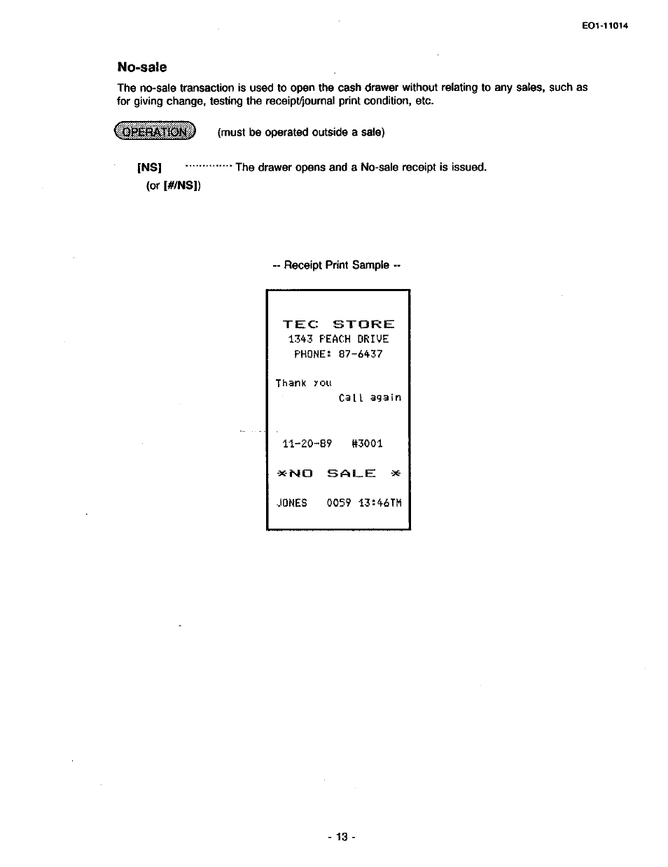 No-sale | Toshiba TEC MA-1400-100 User Manual | Page 19 / 96