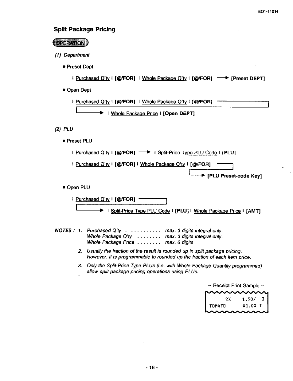 Split package pricing | Toshiba TEC MA-1400-100 User Manual | Page 22 / 96