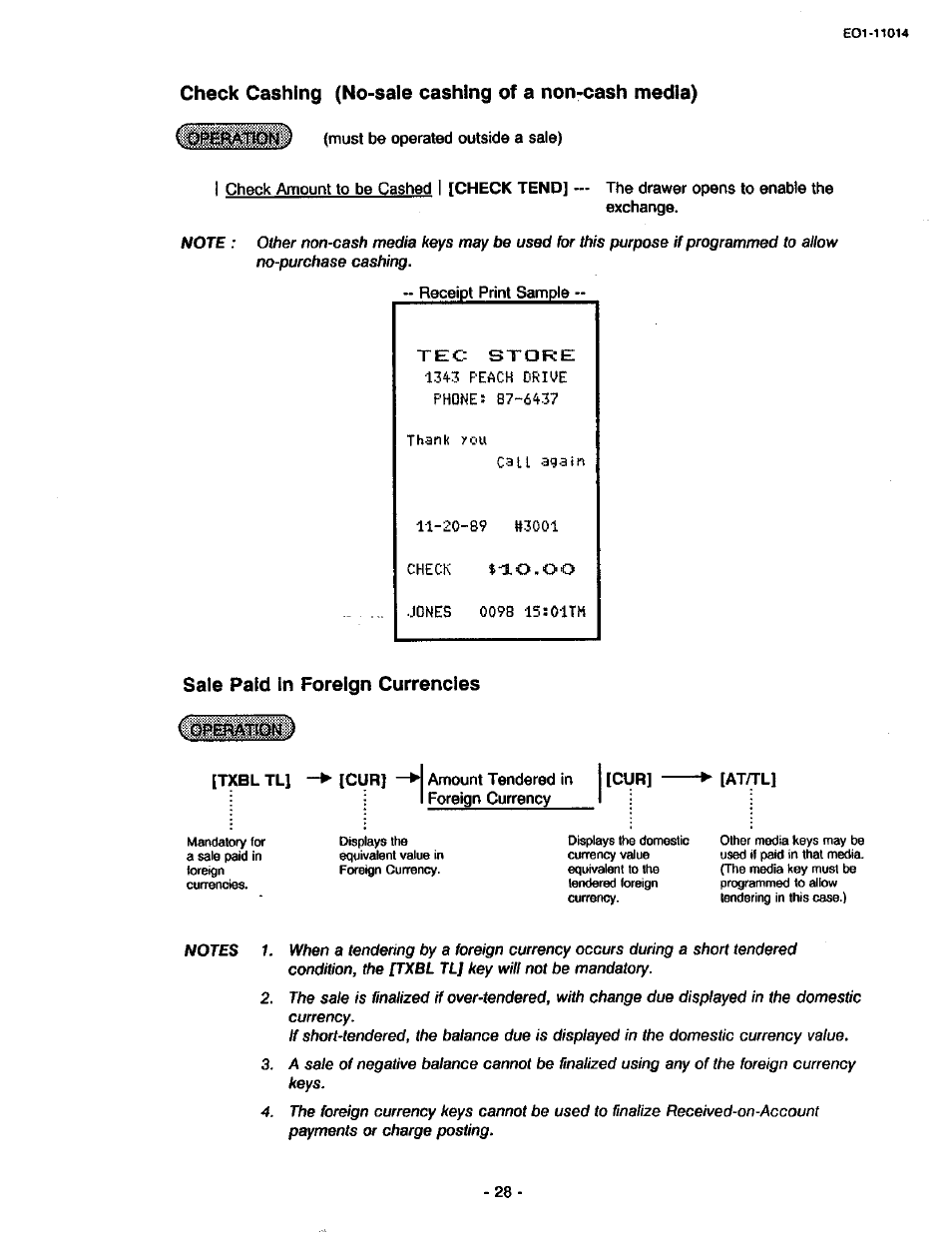 Sale paid in foreign currencies | Toshiba TEC MA-1400-100 User Manual | Page 34 / 96