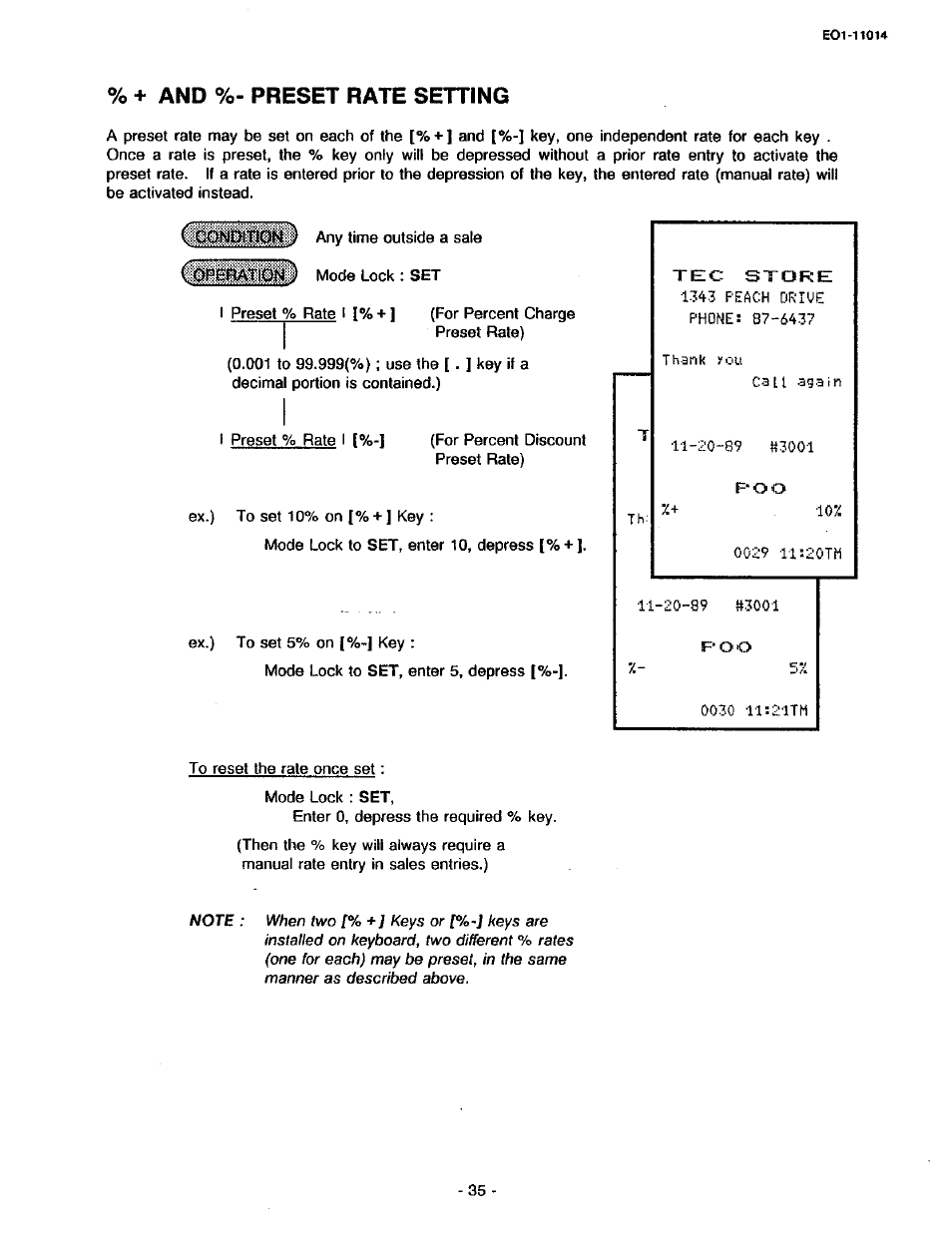 And %- preset rate setting | Toshiba TEC MA-1400-100 User Manual | Page 87 / 96