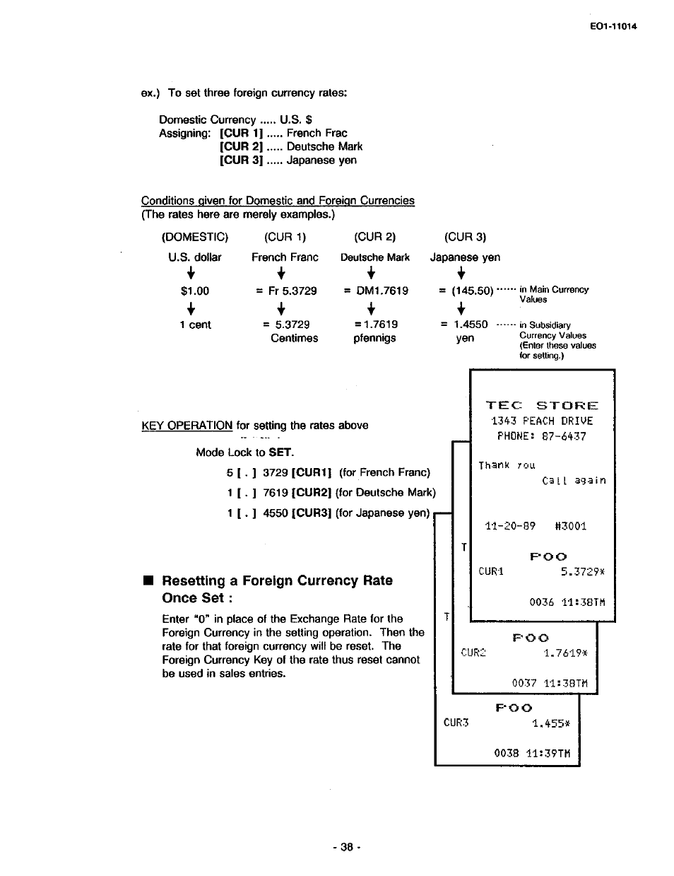 Resetting a foreign currency rate once set | Toshiba TEC MA-1400-100 User Manual | Page 90 / 96