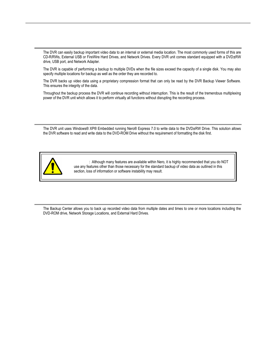 Backup overview, Nero® express, Backup center overview | Toshiba DVR16-X User Manual | Page 104 / 141