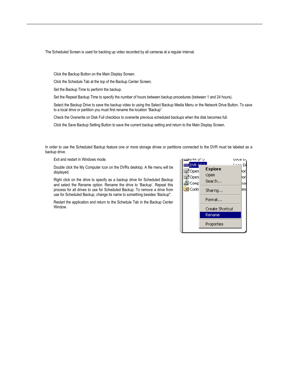 Scheduled backup screen, Performing a scheduled backup, Specifying scheduled backup drives | Toshiba DVR16-X User Manual | Page 107 / 141