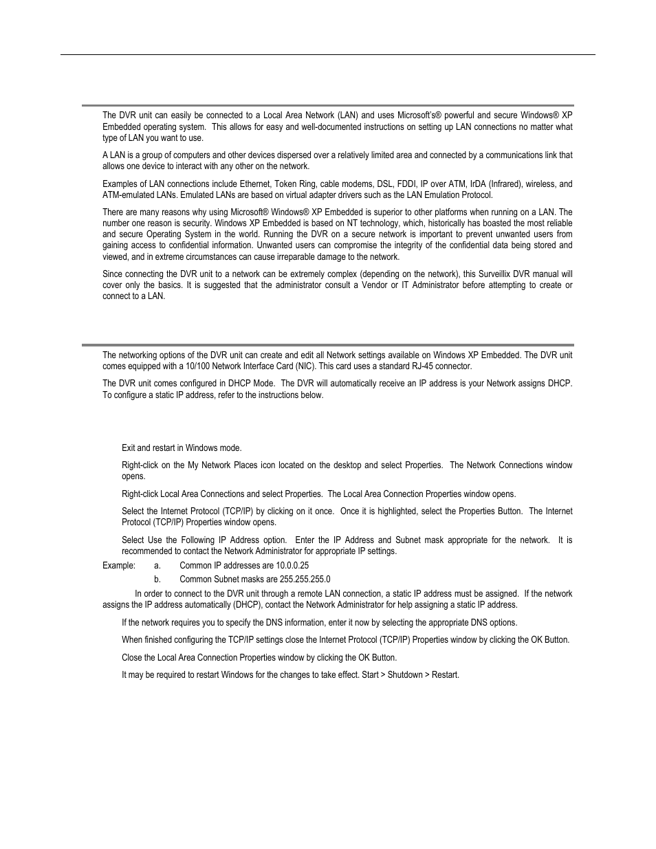 Lan overview, Connecting to a lan using tcp/ip, Configuring tcp/ip settings | Toshiba DVR16-X User Manual | Page 110 / 141