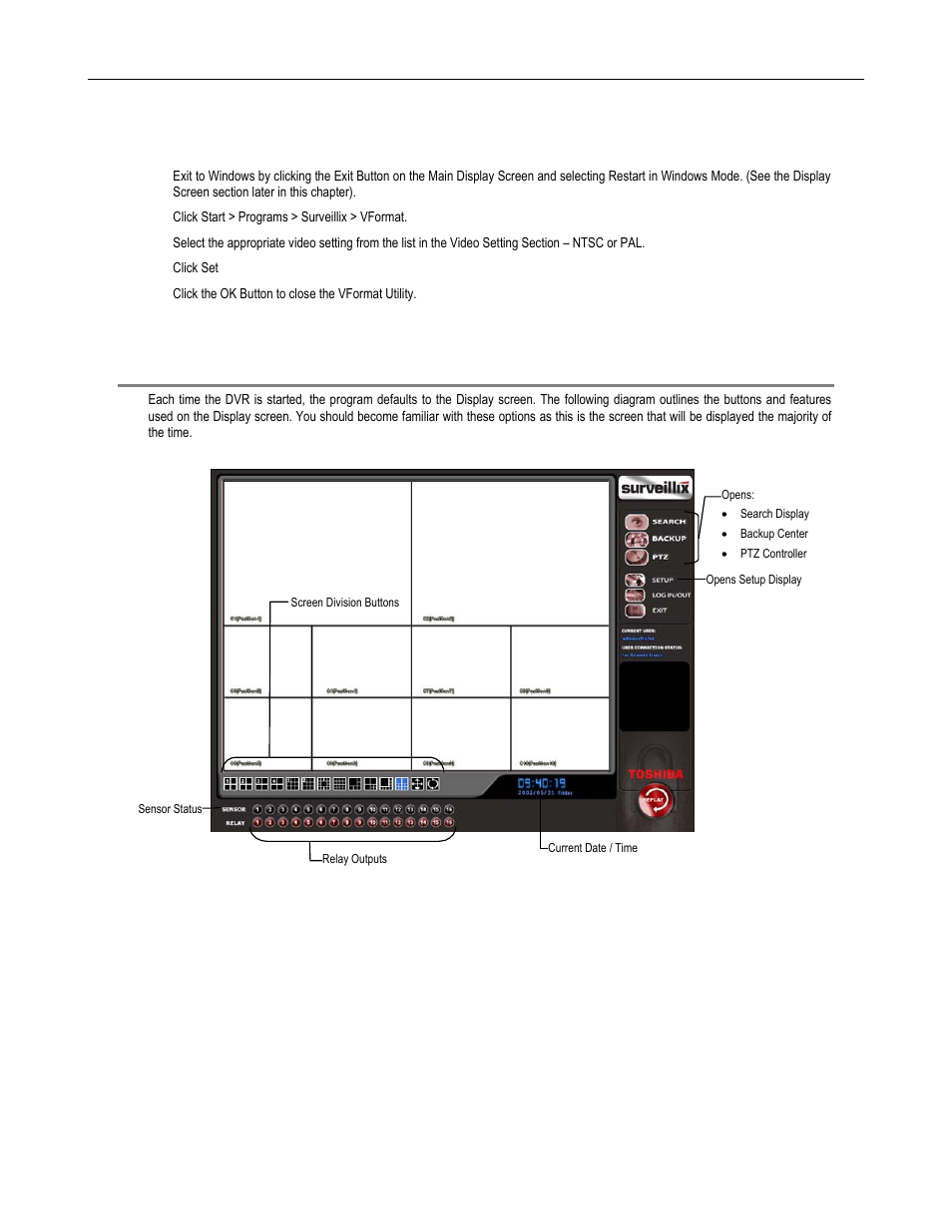 Display screen, Changing video format | Toshiba DVR16-X User Manual | Page 48 / 141