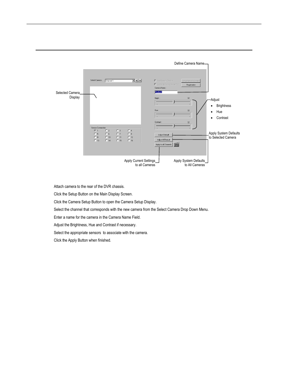 Camera setup, Setup new camera | Toshiba DVR16-X User Manual | Page 55 / 141