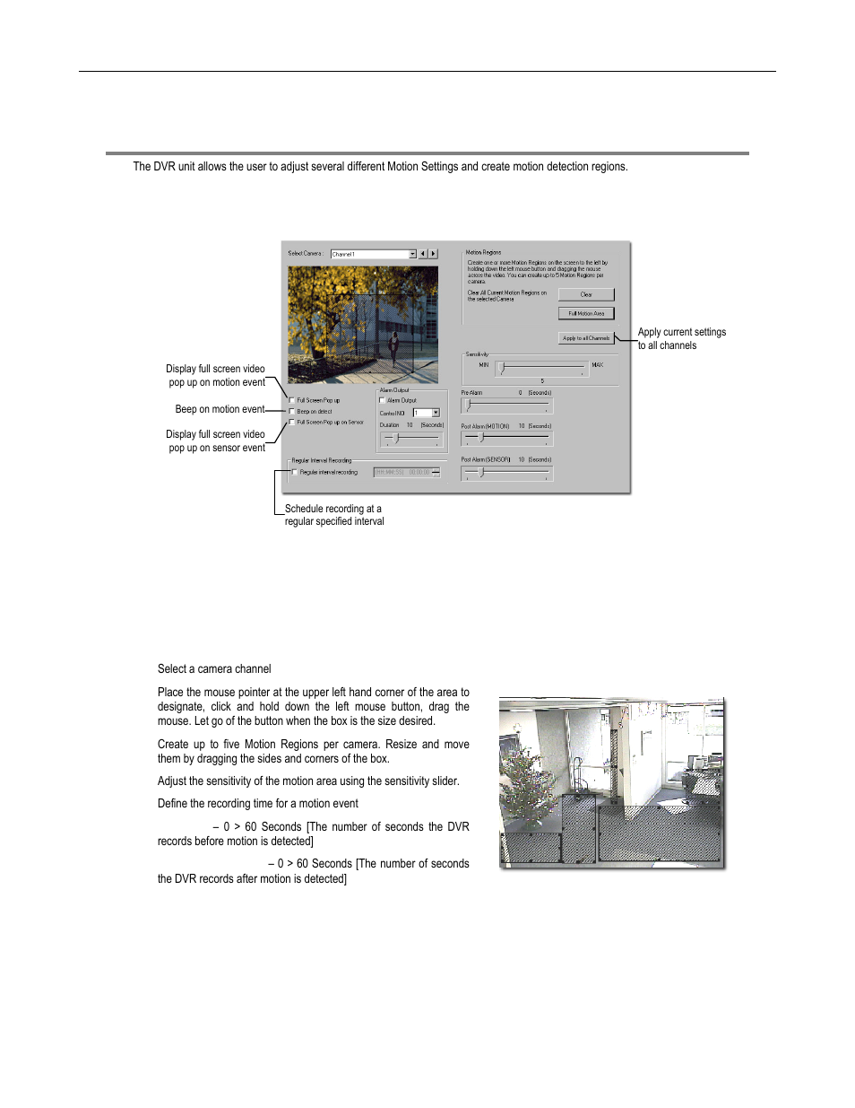 Motion setup, Create a motion region | Toshiba DVR16-X User Manual | Page 59 / 141