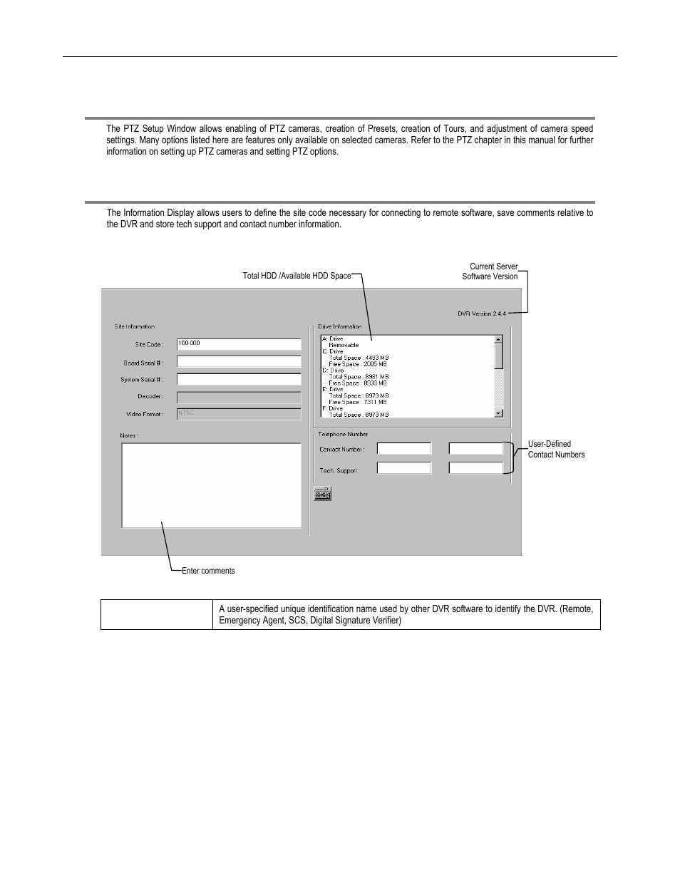 Ptz setup, Information | Toshiba DVR16-X User Manual | Page 76 / 141