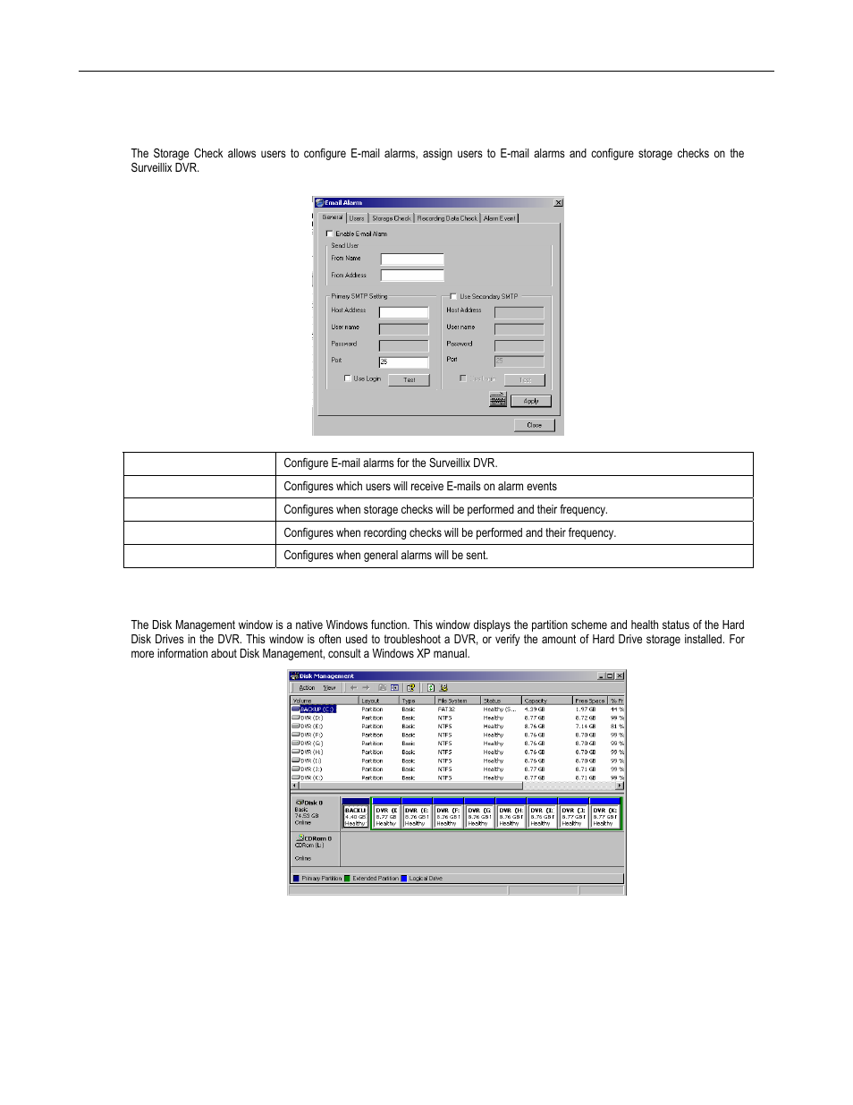 Storage check, Disk management | Toshiba DVR16-X User Manual | Page 78 / 141