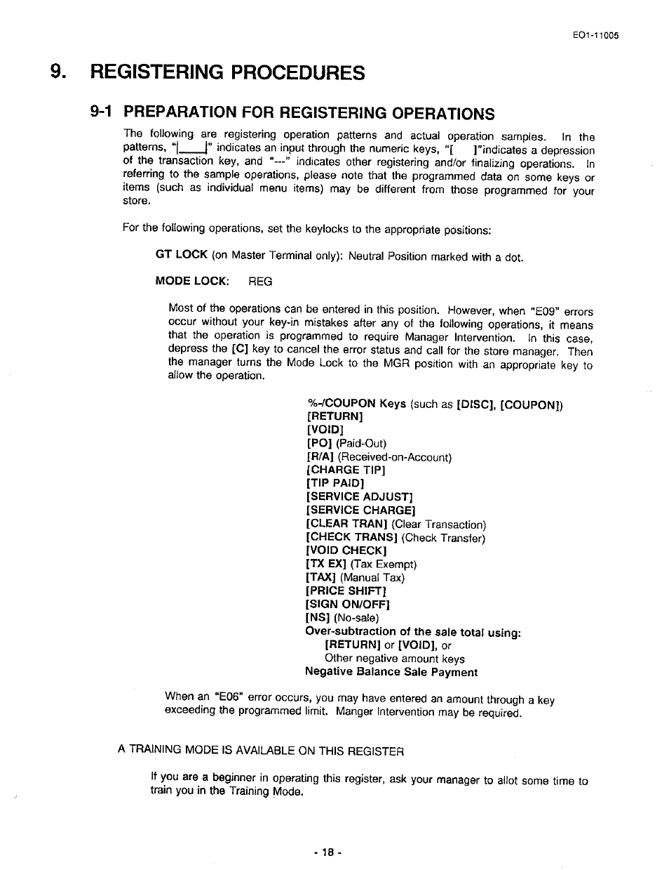 Registering procedures, 1 preparation for registering operations | Toshiba TEC FDS-50 User Manual | Page 21 / 104