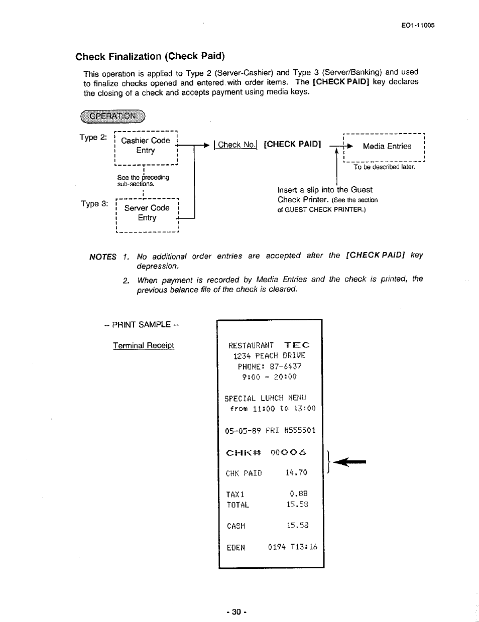 Check finalization (check paid) | Toshiba TEC FDS-50 User Manual | Page 33 / 104