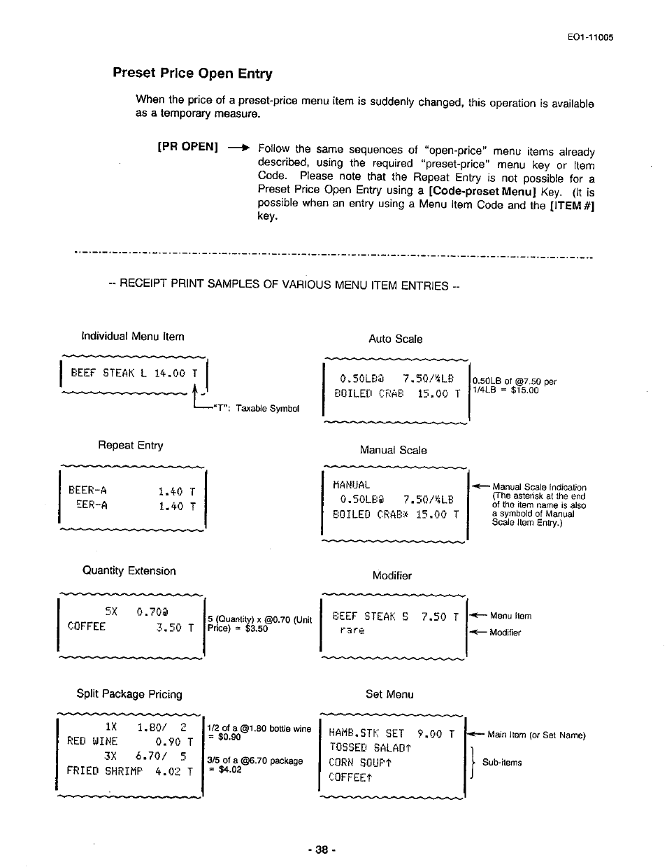 Preset price open entry | Toshiba TEC FDS-50 User Manual | Page 41 / 104