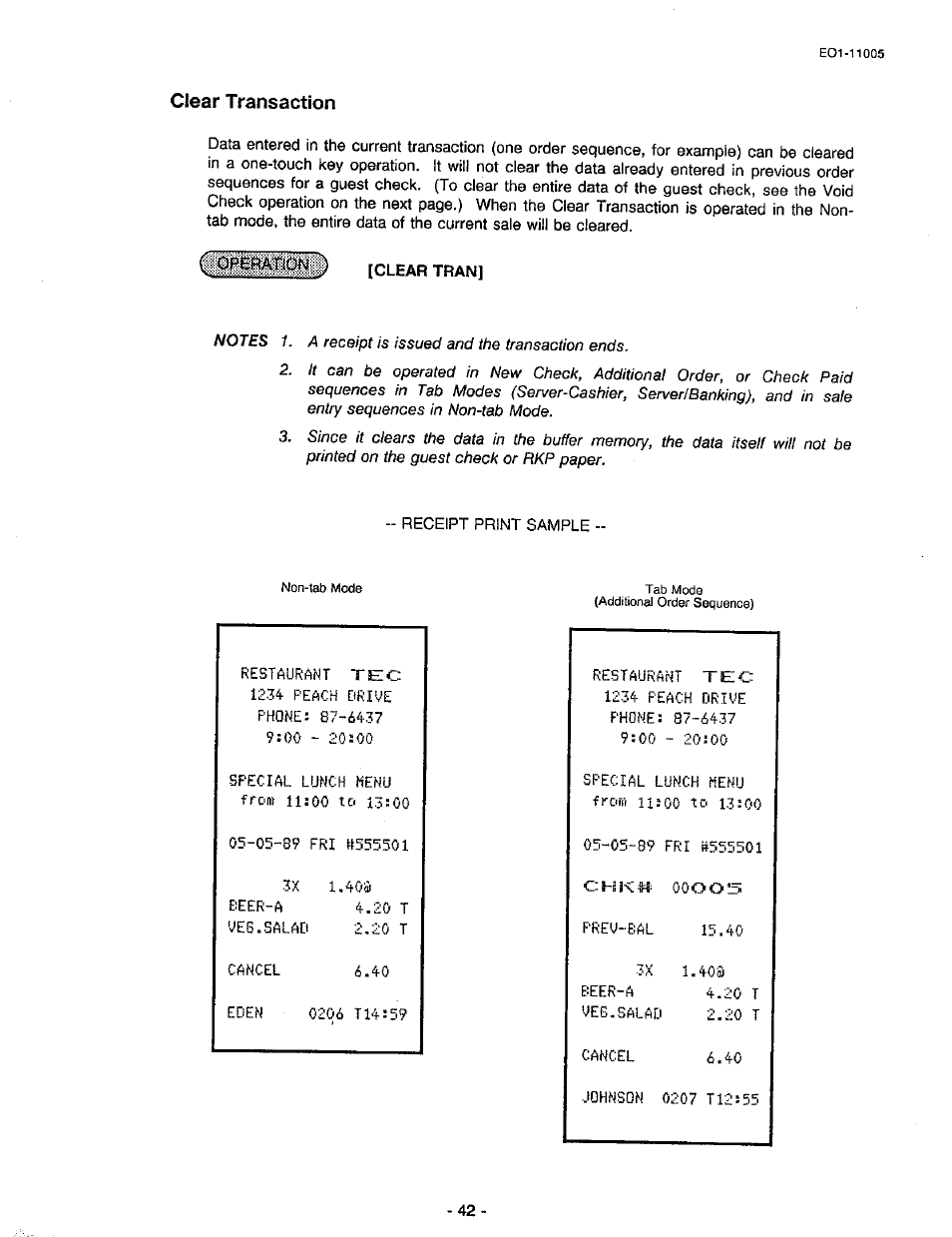 Clear transaction | Toshiba TEC FDS-50 User Manual | Page 45 / 104