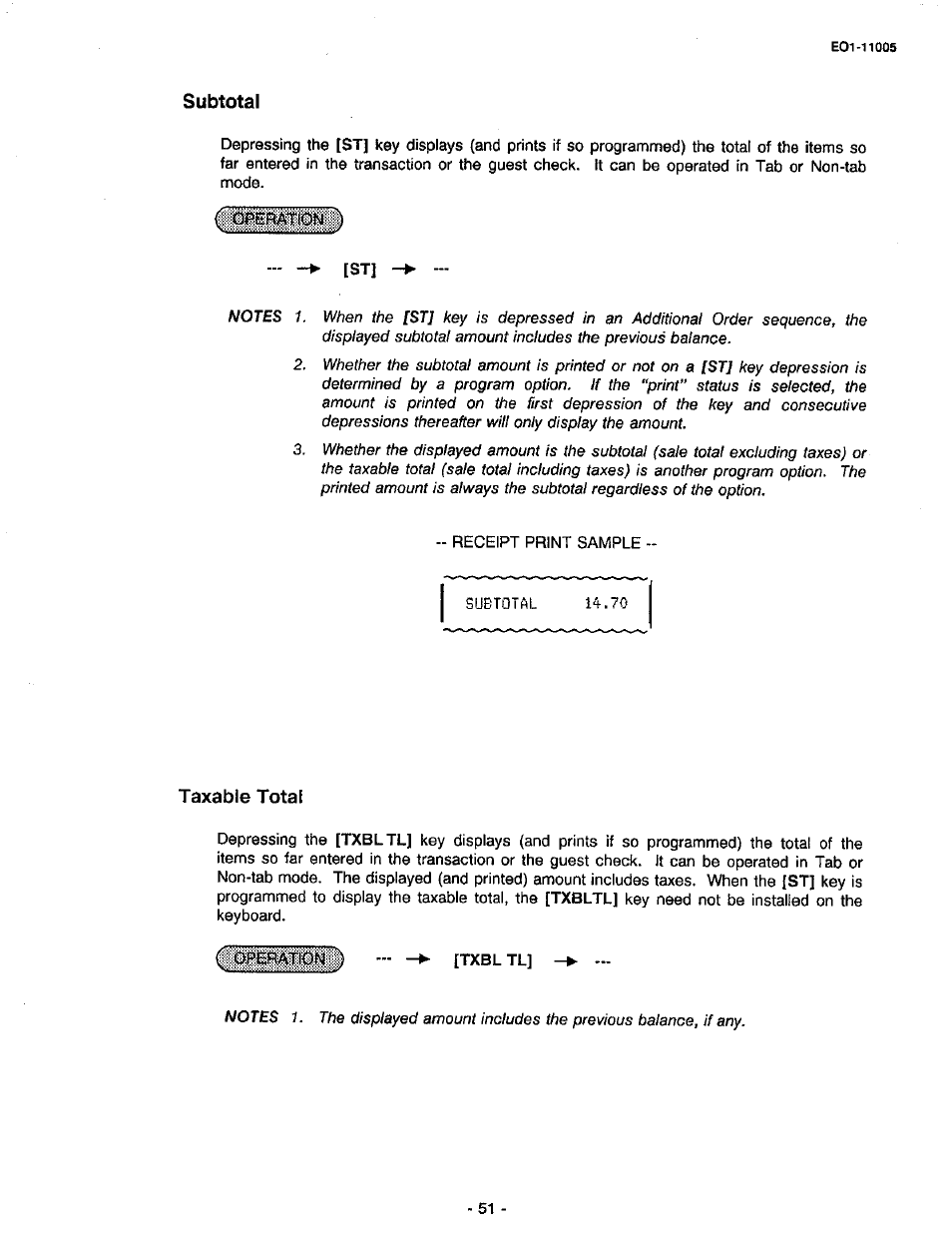 Subtotal, Taxable total | Toshiba TEC FDS-50 User Manual | Page 54 / 104