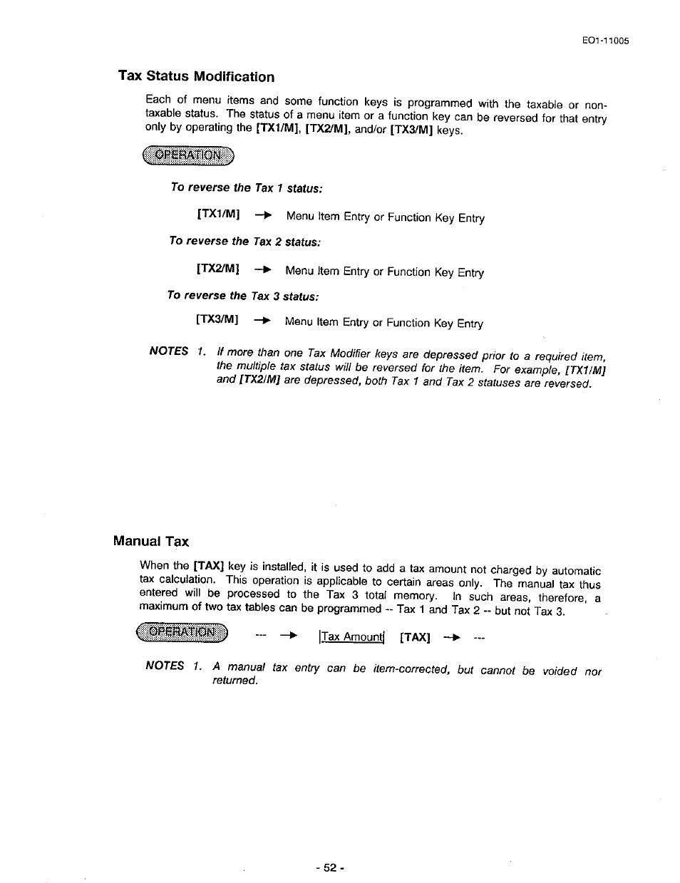 Tax status modification, Manual tax | Toshiba TEC FDS-50 User Manual | Page 55 / 104