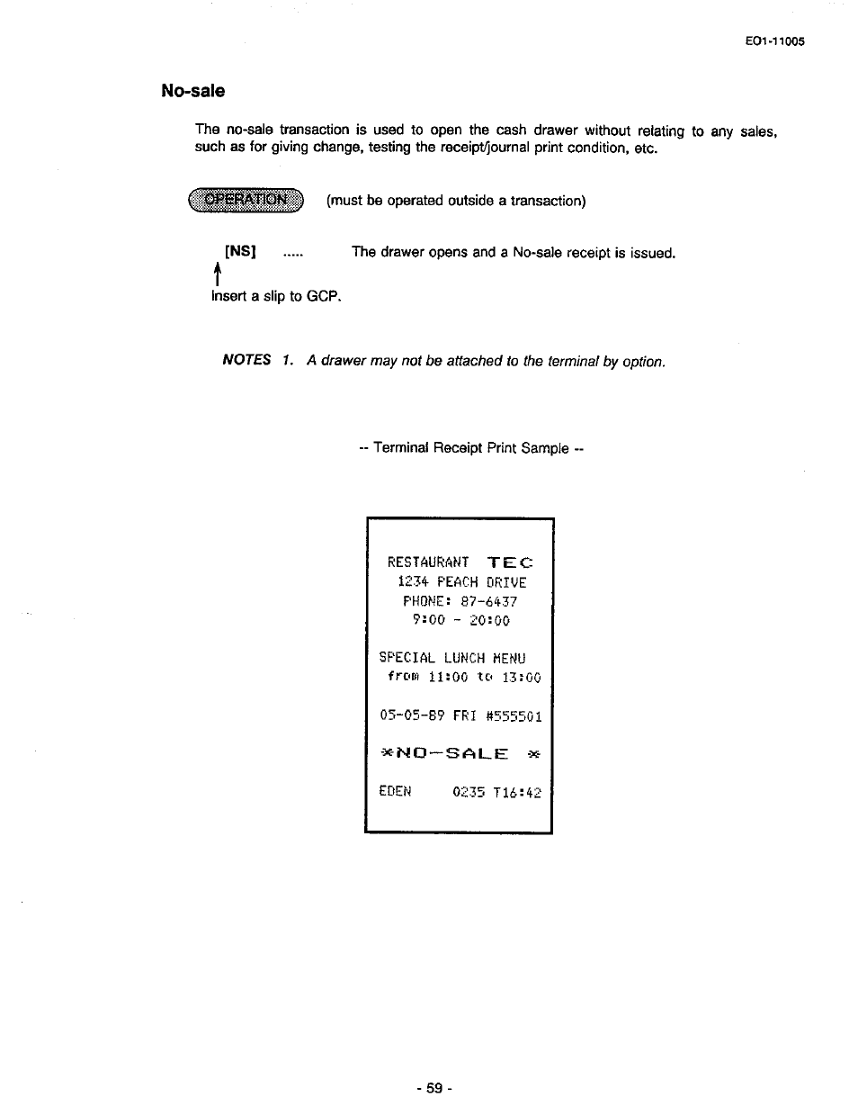 No-sale | Toshiba TEC FDS-50 User Manual | Page 62 / 104