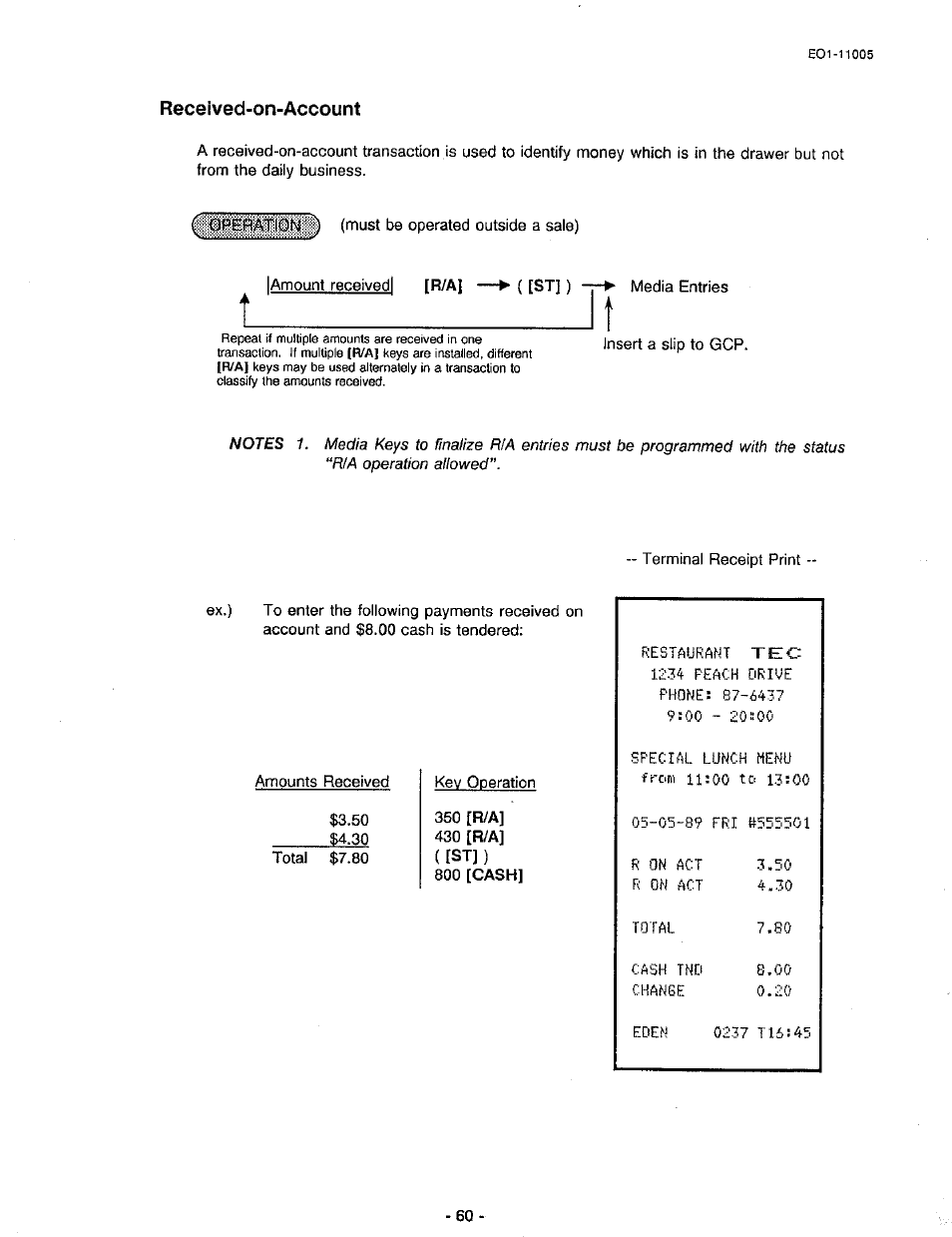 Received-on-account | Toshiba TEC FDS-50 User Manual | Page 63 / 104