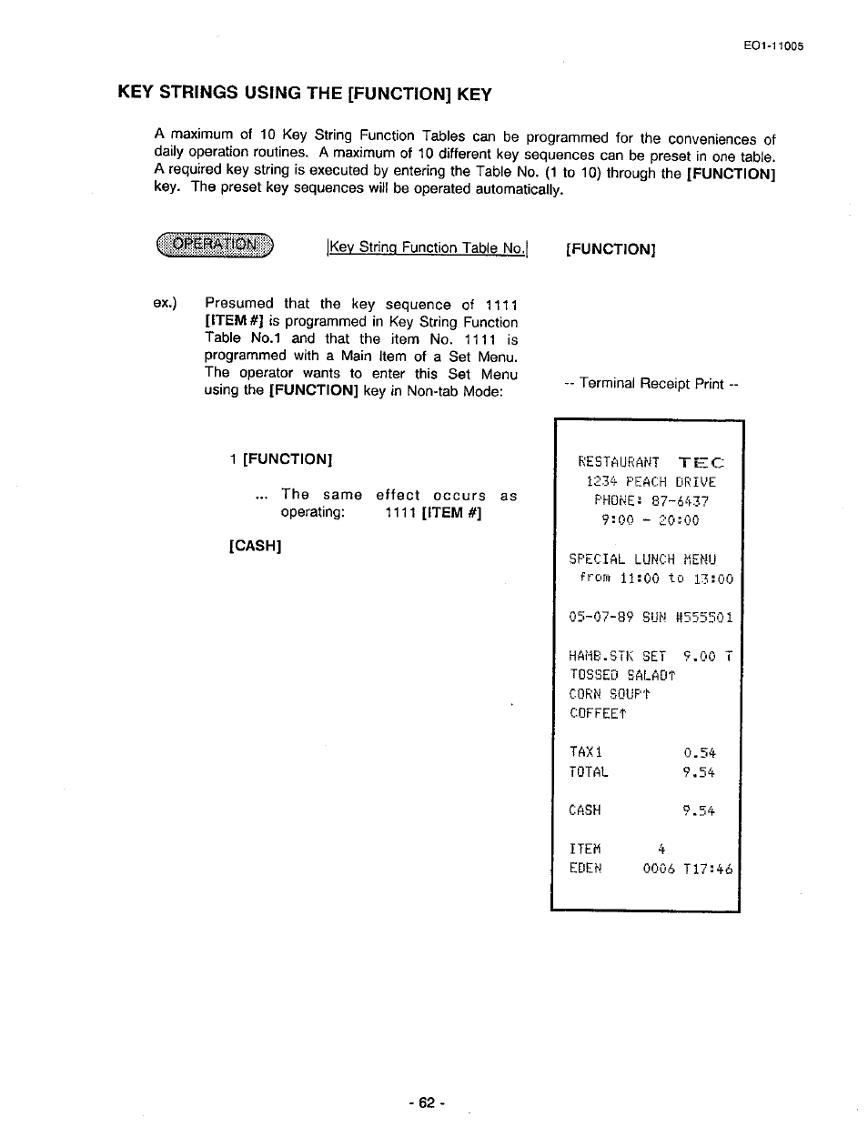 Key strings using the [function] key | Toshiba TEC FDS-50 User Manual | Page 65 / 104