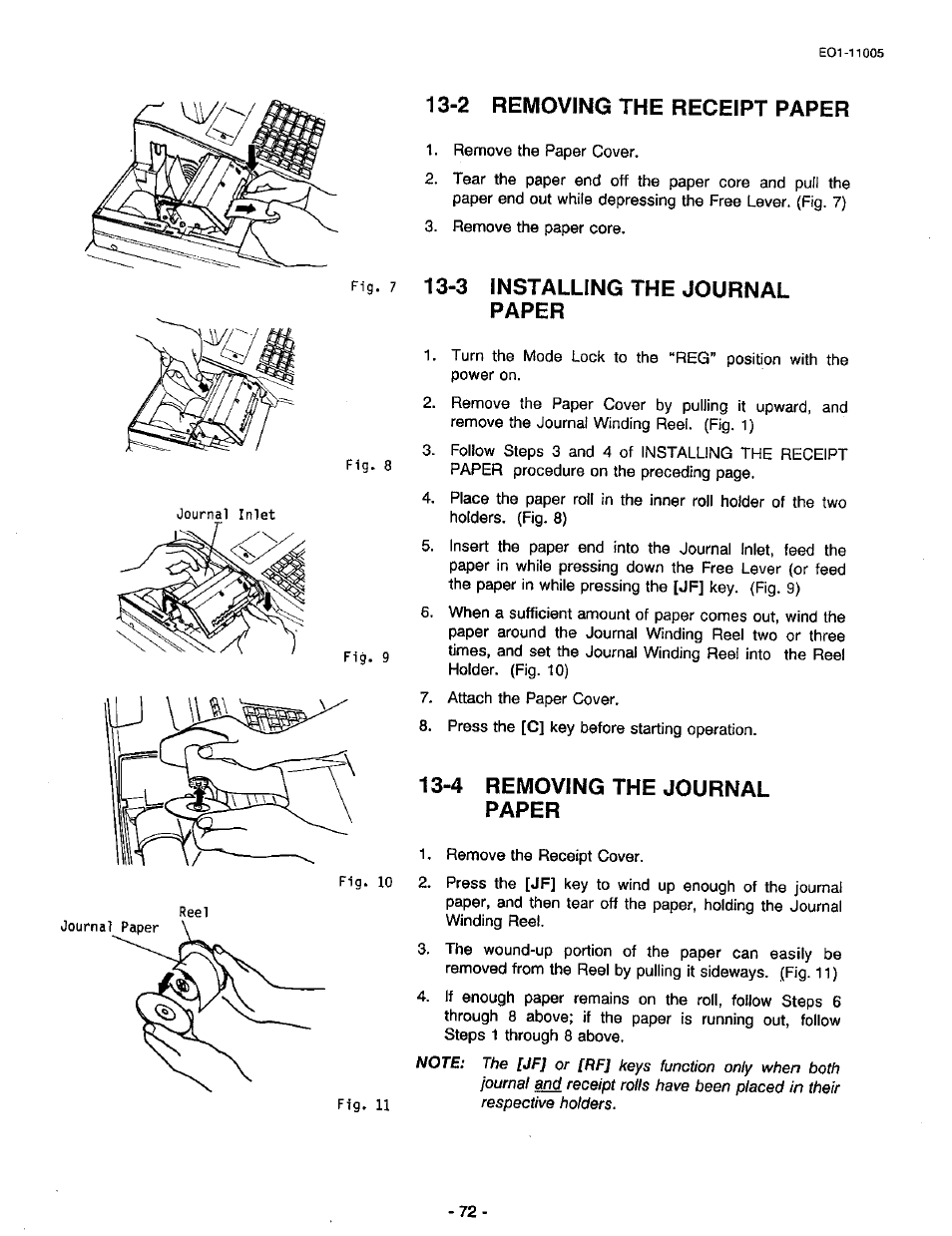 2 removing the receipt paper, Installing the journal paper, 4 removing the journal paper | 3 installing the journal paper | Toshiba TEC FDS-50 User Manual | Page 75 / 104