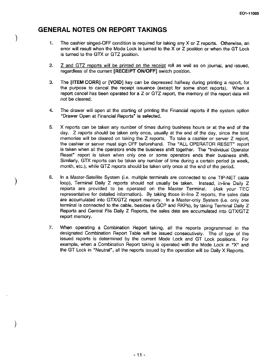 General notes on report takings | Toshiba TEC FDS-50 User Manual | Page 93 / 104