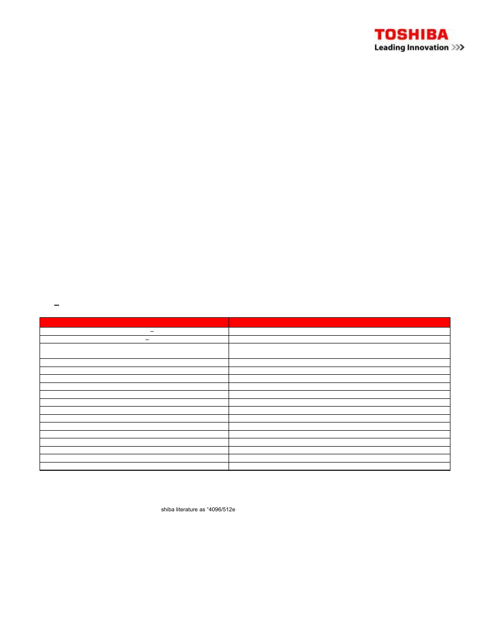 Toshiba 512E User Manual | 1 page