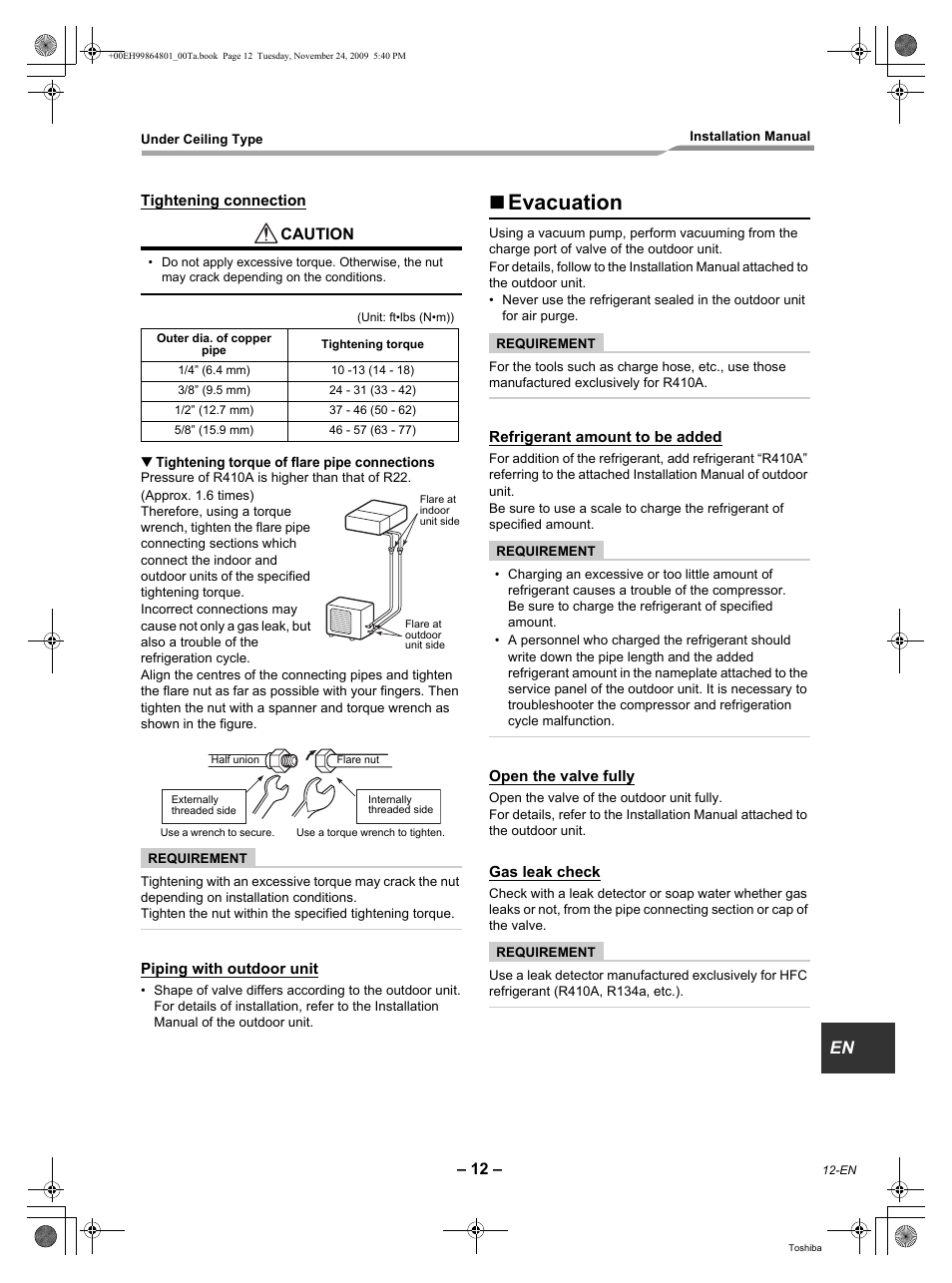 Evacuation | Toshiba CARRIER RAV-SP420CT-UL User Manual | Page 13 / 34