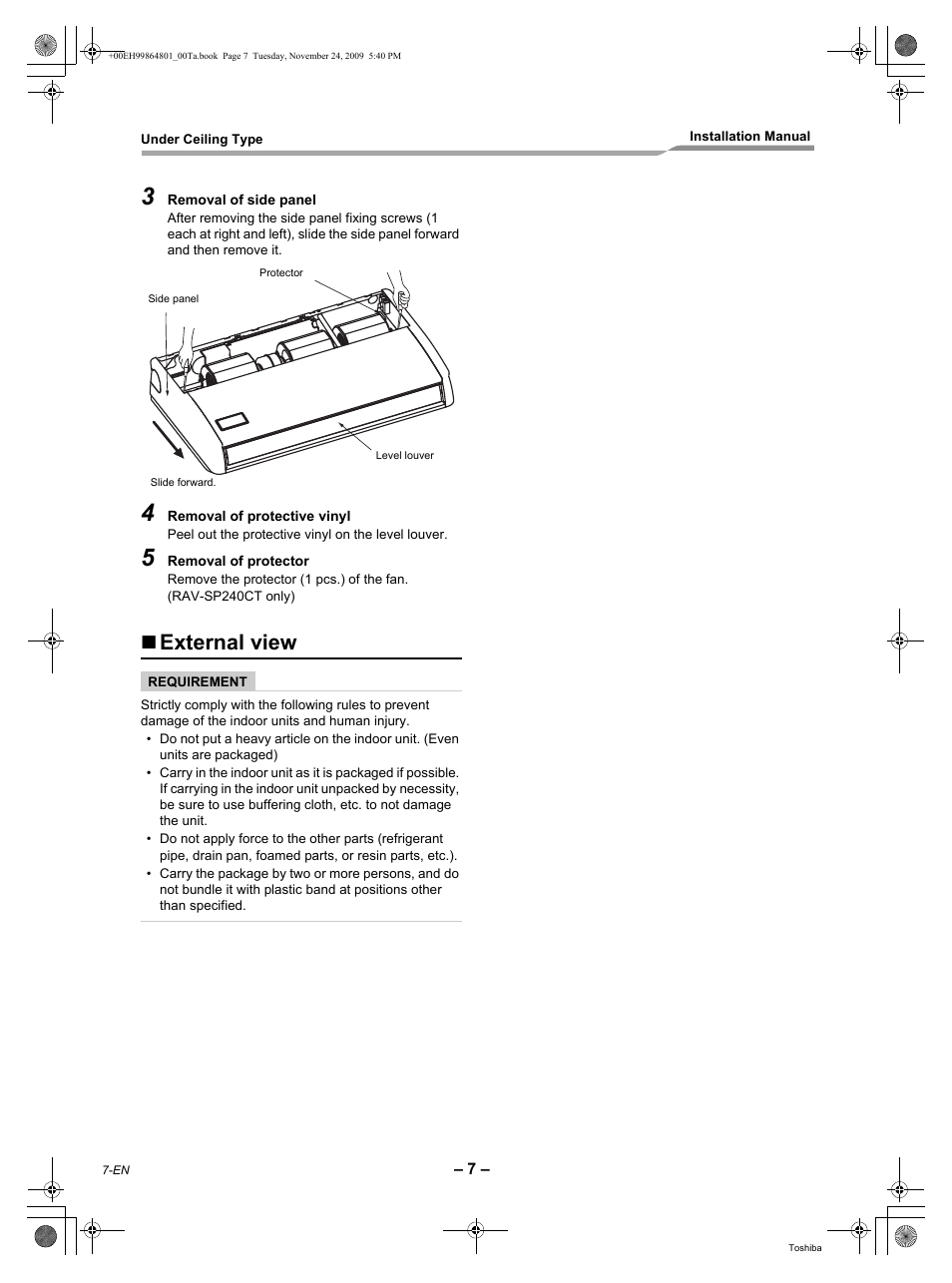 External view | Toshiba CARRIER RAV-SP420CT-UL User Manual | Page 8 / 34