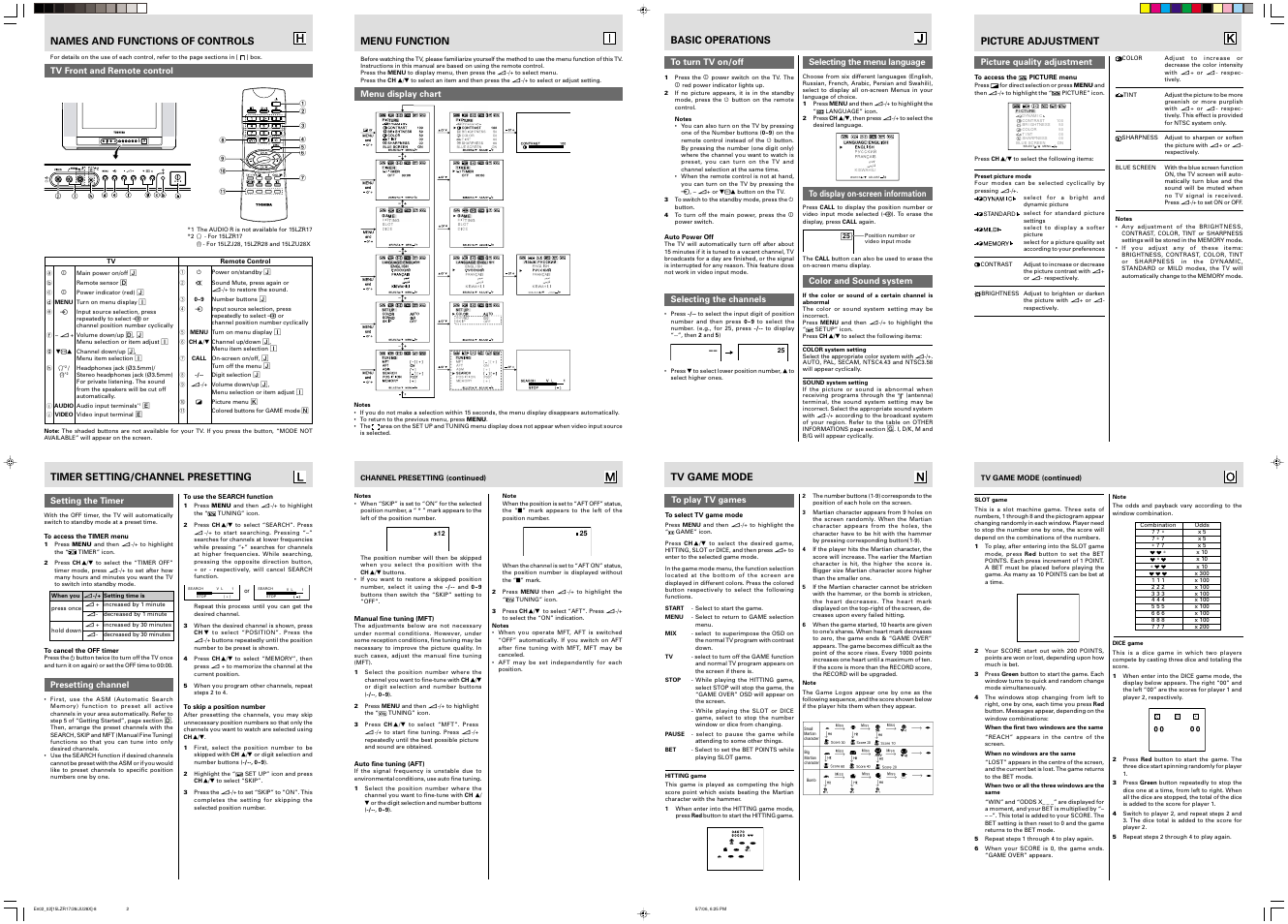 Toshiba 15LZR28 User Manual | Page 2 / 2