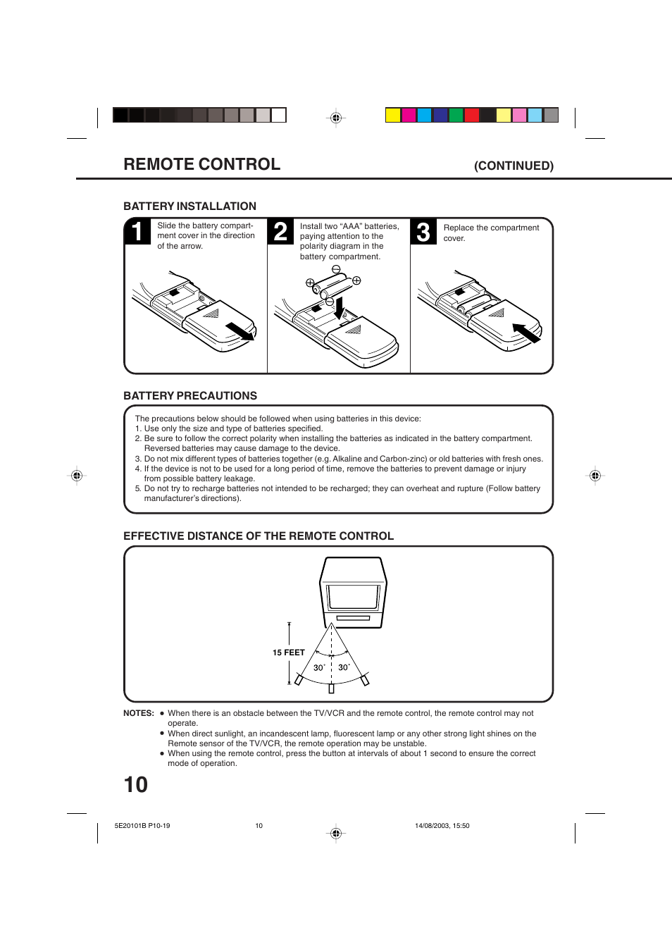 Remote control | Toshiba MV19N2/W User Manual | Page 12 / 56