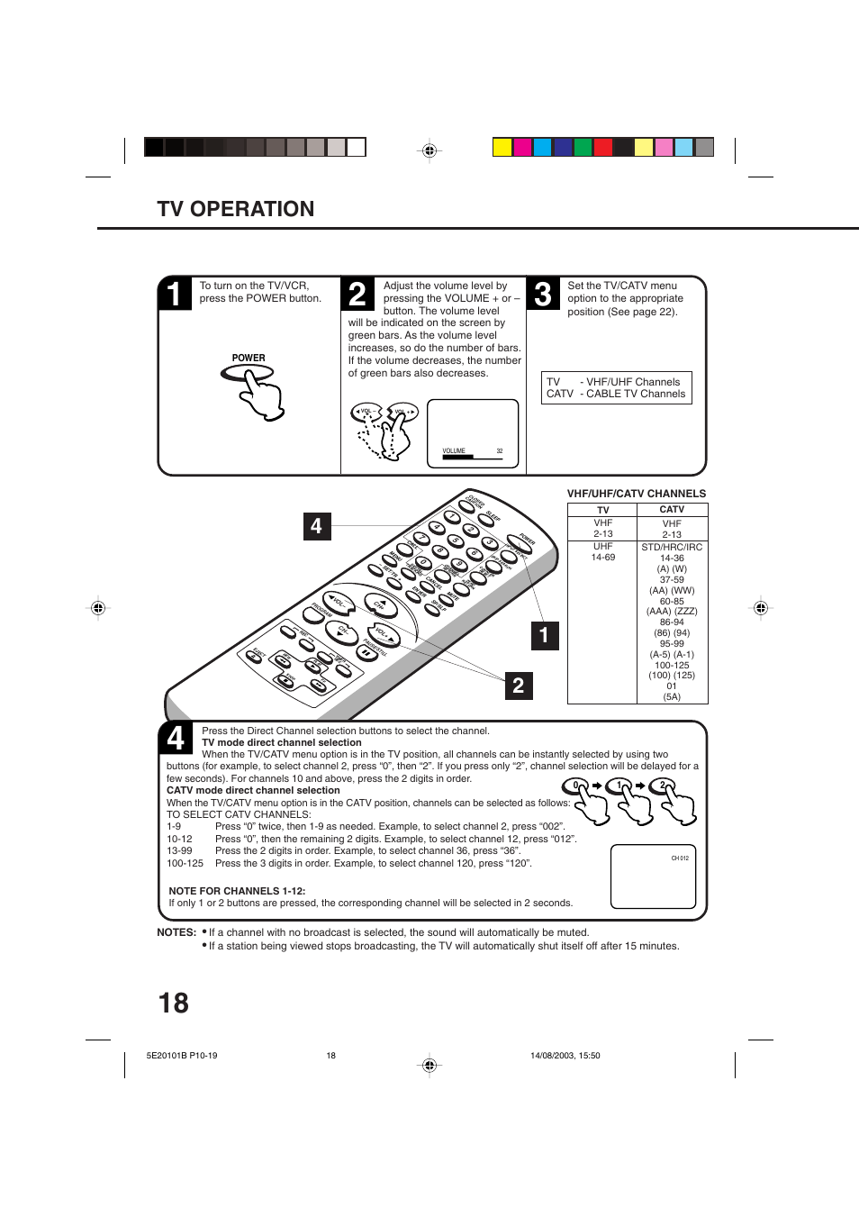 Tv operation | Toshiba MV19N2/W User Manual | Page 20 / 56