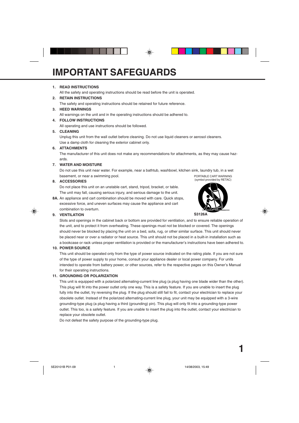 Safeguards, Important safeguards | Toshiba MV19N2/W User Manual | Page 3 / 56