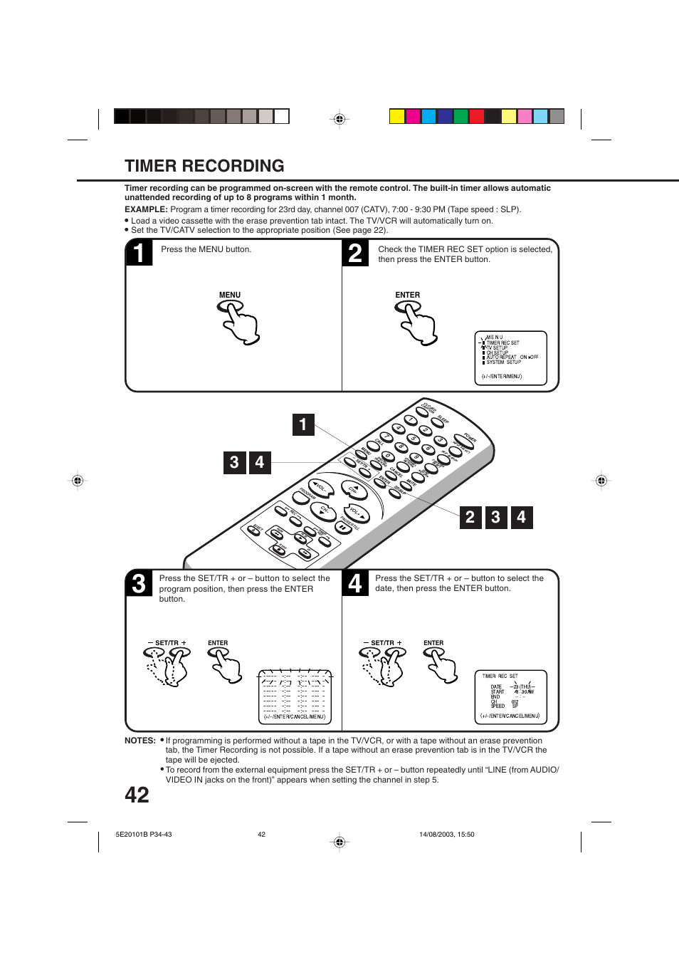 Timer recording | Toshiba MV19N2/W User Manual | Page 44 / 56