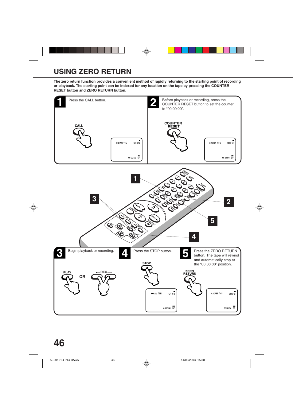 Using zero return | Toshiba MV19N2/W User Manual | Page 48 / 56