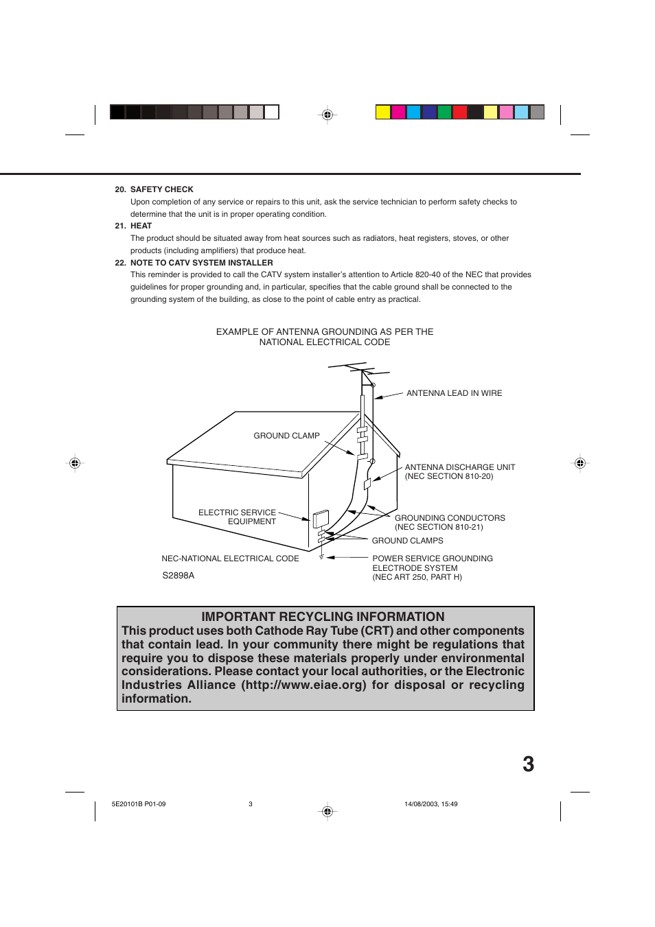 Important recycling information | Toshiba MV19N2/W User Manual | Page 5 / 56